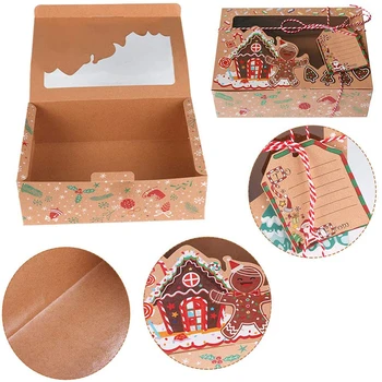 Prăjitură de crăciun Cadou, Cutii de Bomboane, Cookie Hârtie Kraft Cutie din Plastic Cu Fereastra din PVC Ciocolata Cadou din Carton 