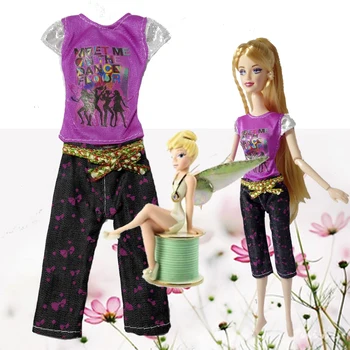 1Set Casual Haine Papusa Maneca Scurta tricou + Pantaloni Pantaloni pentru Barbie Papusa Casa de 1/6 BJD Papusa Accesoriu