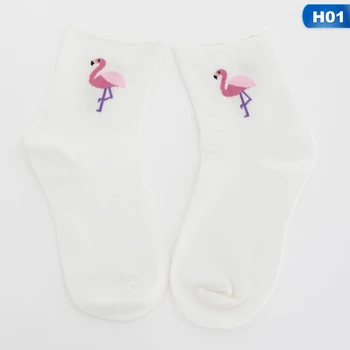 Drăguț japoneză Flamingo Șosete Amuzante Imprimare Oi/pinguin Marginea Sosete Femei Animale Harajuku Meias Calcetines Mujer Divertidos Sox 