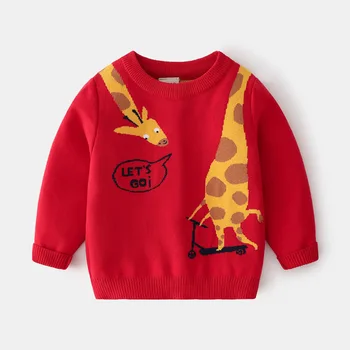 Îmbrăcăminte Pentru Copii Băiat Fată Pulover Tricotate Iarna Girafa Drăguț Desen Animat De Imprimare Pulovere 2021 Copilul Tricotaje, Pulover Copii Caldă De Sus 