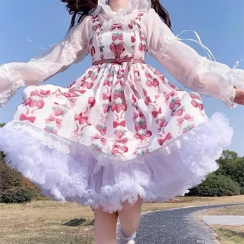 Doury Femei Puffy Tutu Fusta Costum de Epocă Tul Pufos Lolita Fusta de Printesa de Dans Balet Pettiskirts Jupon 