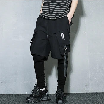 11 BYBB E ÎNTUNERIC Tactice Funcționale Pantaloni Joggers Bărbați Fals două Piese Pantaloni Hip Hop Streetwear Pant Black GB246 