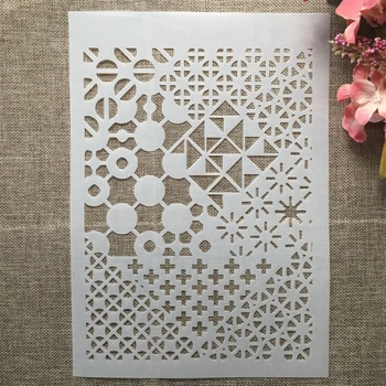 A4 29cm Geometrie Simbol Textura DIY Stratificare Sabloane Pictura pe Perete Album de Colorat Relief Album Decorative Șablon 