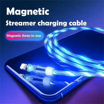 1m Magnetic care Curge Lumina LED Cablu Micro USB de Tip C, Încărcare Rapidă Cablul de Sârmă Pentru Huawei Samsung Android Încărcător de Telefon Cabluri 