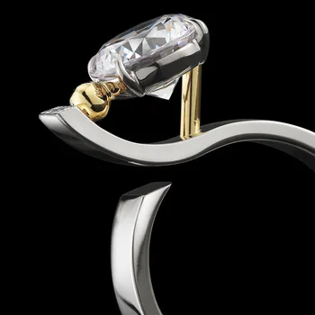 De sex feminin Piatra de Zircon Inel Reglabil Argint Culoare Cristal de Mireasa cu Inel de Nunta Bijuterii Promit Inele de Logodna pentru Femei 