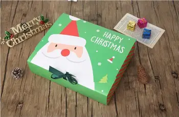 Unic Ajunul Crăciunului Mare Cutie de Cadou Mos craciun si Zana Design Papercard Kraft Prezent Favoarea Partidului Cutie de Activitate rosu verde SN1376 