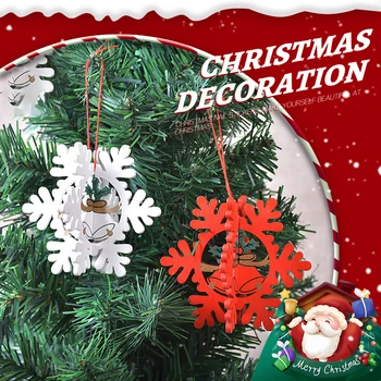 Drăguț De Crăciun Decor Din Lemn Gol Fulg De Zăpadă Moș Crăciun Ornamente De Pom De Crăciun Clopote Stereoscopic Pandantive Cadou De Anul Nou 