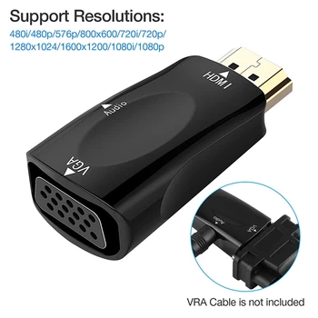 1080P HDMI de sex Masculin la Feminin Adaptor VGA Video Converter 3.5 mm o Ieșire Cablu Fierbinte 