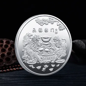 Noroc Tiger Cinci Monede De Colectie Înseamnă Cinci Binecuvântări Chineză Noroc Monedă Mascota Cadouri Pentru Anul Nou Suveniruri 2022 