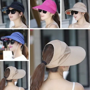 Vară de Protecție solară Pliere Palarie de Soare Pentru Femei Margine Largă Capac Doamnelor Fată de Vacanță Protectie UV Palarie de Soare pe Plajă Packable Cozoroc Pălărie 