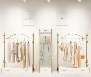 Lizhou stil European magazin de haine rack de afișare magazin de îmbrăcăminte pentru femei de aur raft magazin de haine agățat raft rack de afișare des 