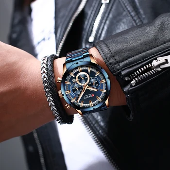 CURREN Barbati Ceas Brand de Top Sport de Lux Cuarț Mens Ceasuri Plin de Oțel rezistent la apă, Cronograf Ceas de mână pentru Bărbați Relogio Masculino 