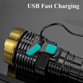 USB Reîncărcabilă LED-uri Puternice Lanterna Tactice Lanterna Lanterna Înălțime de Lumină Lanterna Camping Pescuit COB Lumina Partea Portabil 