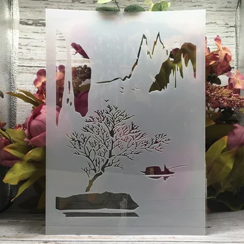 A4 29cm Chineză Râu de Munte Pescar DIY Stratificare Sabloane Pictura Album de Colorat Relief Album Decorative Șablon 