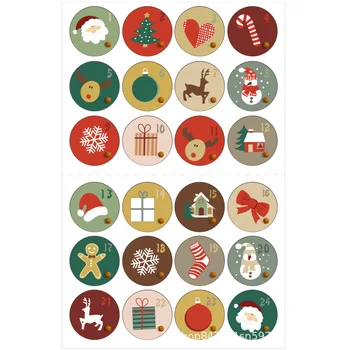 24buc/Set Merry Christmas Advent Calendar Număr de Hârtie Autocolant, Bomboane Cookie Sigiliu Autocolante DIY Cadou de Ambalare Etichete Xmas Decor 