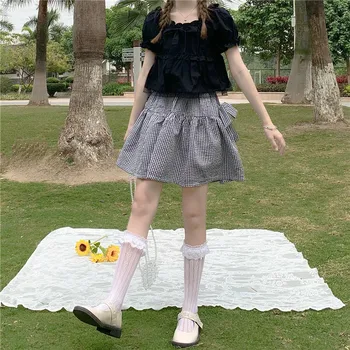 Vară Stil Japonez Elegant Dulce Bluza 2021 Nou Casual Manșon De Puf De Designer De Top Pentru Femei Kawaii Drăguț Solid Lolita Bluze 
