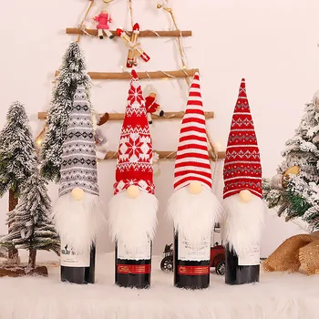 2022 An Nou Mai Recente Gnome Fără Chip Sticla De Vin Acoperi Noel Decoratiuni De Craciun Pentru Casa Masa Navidad Cadou En-Gros 