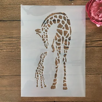 A4 29cm Girafa Mama și Copilul DIY Stratificare Sabloane Pictura pe Perete Album de Colorat Relief Album Decorative Șablon 