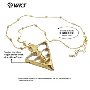WT-JN093 Felii Trompeta Shell Pandantiv Triunghi Mare Coajă Cu Aur Galvanizare Mingea Lanț de Șirag de mărgele Colier Bijuterii 