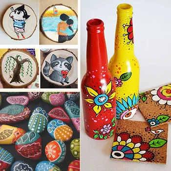 12 Culori Acrilice Pixuri Vopsea rezistent la apa Permanente, Stilouri-Marker Acrilic Pixuri pentru DIY Stâncă de Piatră Ceramică Cani de Sticla Lemn 