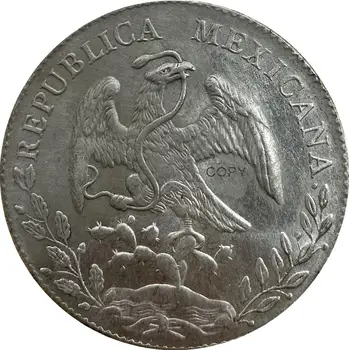 Mexic 8 Reales 1882A E Go FR Placat cu Argint Copia Fisei 