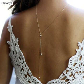 Funcție dublă bijuterii Simplu pearl colier lanț Pentru Moda de Nuntă corpul jewerllery lanțuri colier de Femei D1111 