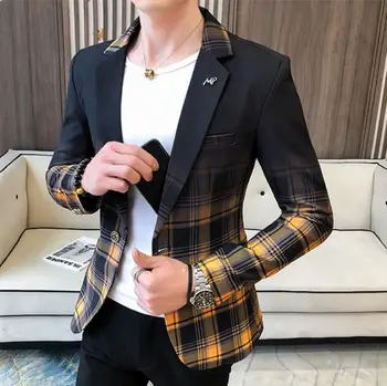 2021 noi de moda casual, mic costum jacheta barbati coreeană stil la modă carouri singur vest bărbați sacou costum de haine de epocă 