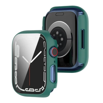 Sticla+Caz Pentru Apple Watch 7 caz 45mm 41mm Ceas Accesorii PC all-în jurul valorii de bara+Ecran Protector Pentru apple watch seria 7 Nou 