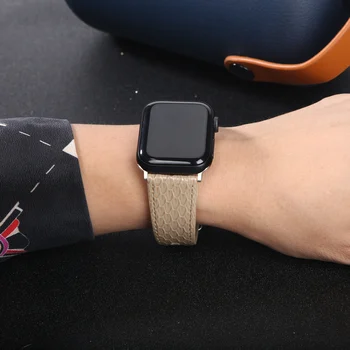 Kaki de Înaltă Calitate Bandă pentru Apple Watch Seria 6 5 4 3 2 1 SE Microfibra Model Sarpe Curea pentru IWatch din Piele PU Design Modern 