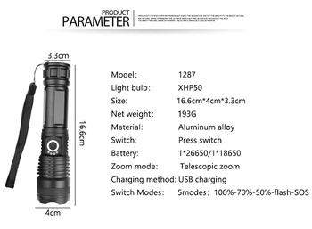 Puternic XHP70.2 LED-uri Lanterna XHP50 USB Reîncărcabilă zoom Telescopic lanterna Lanterna Lanterna de Mana Lampa Camping 