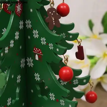 1 BUC Manual Stereo din Lemn de Pom de Craciun Verde/Alb/Aur Pom de Crăciun pentru Copii Layout Decoratiuni de Craciun, Ornamente 