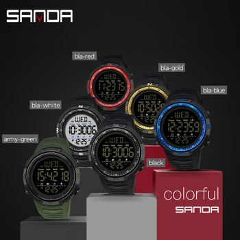 SANDA 2021 Brand Bărbați Ceas Sport Multifunctional 5Bar cu LED-uri Impermeabil Ceas Digital Bărbați Militare Ceas Relojes Hombre