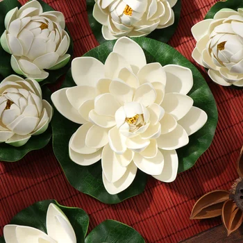 WINOMO 6pcs Artificiale Plante de Iaz de Lotus Simulare de Flori Plutitoare Iaz de Pește Rezervor de Decor Ornamente Alb 