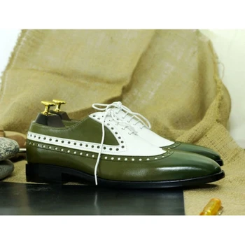 2021 Oameni Noi PU Despicare Verde Inchis Alb Cap Rotund Pantofi de Partid de Afaceri Rochie Pantofi Confortabil Fierbinte de Vânzare Pantofi pentru Bărbați KP273 