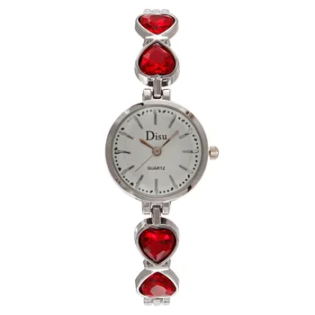Moda diamant în formă de inimă-set Aliaj Brățară Simplă Doamnelor Roșu Ceas Mic de Femei Cuarț Ceasuri Reloj Mujer Ceasuri Pentru Femei 