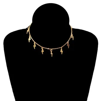 2020 Fulger Forma Colier pentru Femei de Moda de Aur Link-ul Lanț Cravată Coliere guler Farmec Gât bijoux femme de Bijuterii Cadou 