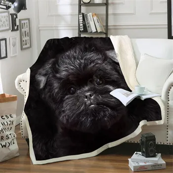 Affenpinscher Confortabil Premium Lână Pătură 3D Imprimate Sherpa Pătură pe Pat, Textile de Casa 