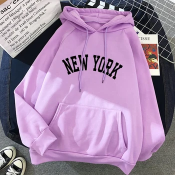 NOI Culori Jachete de iarnă pentru Femei NEW YORK imprimare cu Glugă de sex Feminin 2020 Bumbac Îngroșa Cald Hanorace Doamna Toamna Topuri 
