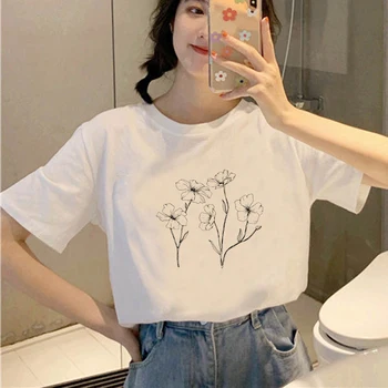 2021 Femei T Shirt Graphic Print Summer Maneci Scurte Moda coreeană Alb, Tricouri pentru Femei Doamnelor Gilrs Supradimensionate Sus Tees 