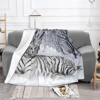 Bengal Tigru Alb Pături de Lână de Vară Iubitorii de Animale Portabil Moale Arunca Pături pentru Canapea Masina Cuvertură de pat