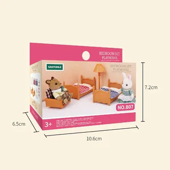 Mini real mobilier Dormitor pat Dublu supraetajat, Pat copii pătură model in miniatura playhouse set de Accesorii de jucarie pentru copil(papusa) 