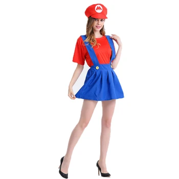 Halloween-Ul Rosu Super Mario Cosplay Costum Sexy Femei Instalator Rochie De Petrecere Adult Anime Desene Animate Bros Joc De Rol Set Fata 