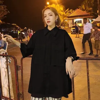 2022 Vara Noi Hong Kong Stil Tricou Femei Rece Student coreean Liber cu mânecă Scurtă, Bluză Toate-meci Harajuku Punk Moale Goth Sus