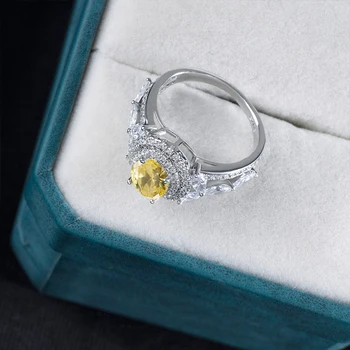 Bague Ringen de lux femei designer de inele de argint 925 Bijuterii cadou cu culoare galben 7*9 mm forma ovala pietre pretioase cadou de nunta 