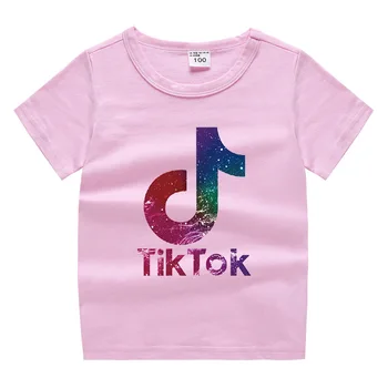 TikTok Femeie T-shirt din Bumbac cu Maneci Scurte de Desene animate Hip Hop Harajuku Anime tricou pentru Baieti de Îmbrăcăminte pentru Copii De la 2 La 8 Ani 