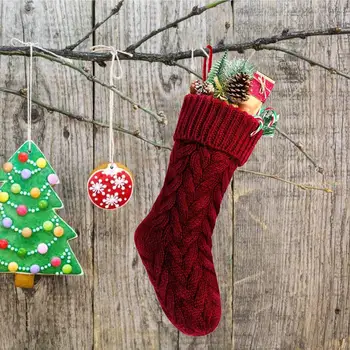 Tricota Ciorapi de Crăciun Mari Rafinat Șosete pentru Pomul de Crăciun Agățat Ornament Drăguț Cadou Bomboane de Depozitare Husă Cadou de Crăciun 