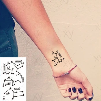 Impermeabil Tatuaj Temporar Autocolant Constelație Forma Berbec, Balanta, Capricorn Star Flash Tatuaj Fals Tatuaj de Arta pentru Femei Barbati Copii 