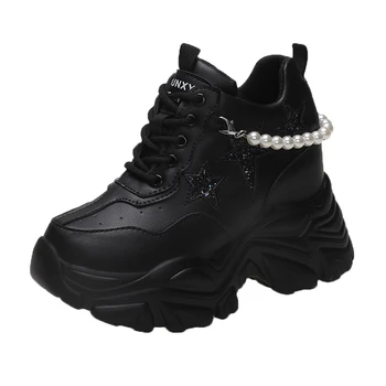 Pantofi cu Platforma Femeie 2021 Toamna Indesata Adidași Crescut 10 cm Doamnelor Pantofi de Piele de Formatori Zapatillas Deportivas Mujer