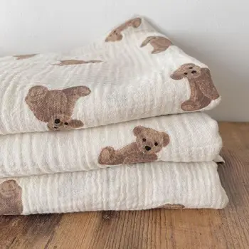 2 Straturi De Pături Pentru Copii Ursul De Bumbac Imprimare Aer Condiționat Copil De Dormit Pătura Accesorii Pentru Sugari 