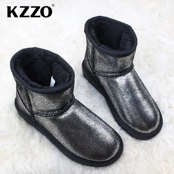 KZZO Australia Clasic Impermeabil din Piele Glezna Cizme de Zapada Pentru Femei Naturale Lână Căptușite Cald Iarna Pantofi anti-alunecare 
